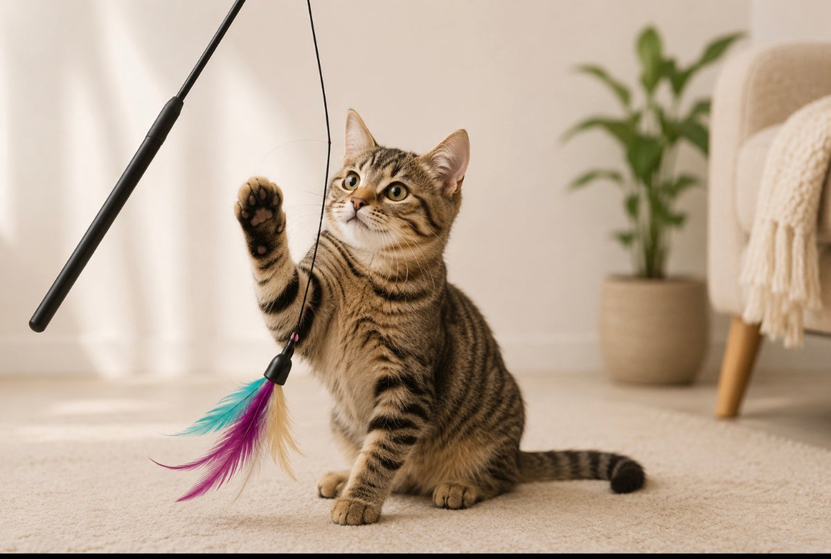 Purrea WhiskerWand - Interactive Feather Cat Toy